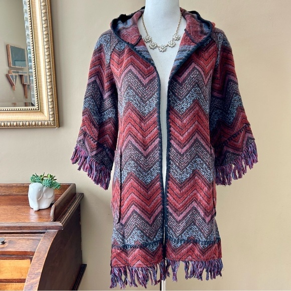 Anthropologie Hei Hei Mesilla Jacquard Fringe Cardigan Sweater Jacket Coat XS S - Picture 4 of 16